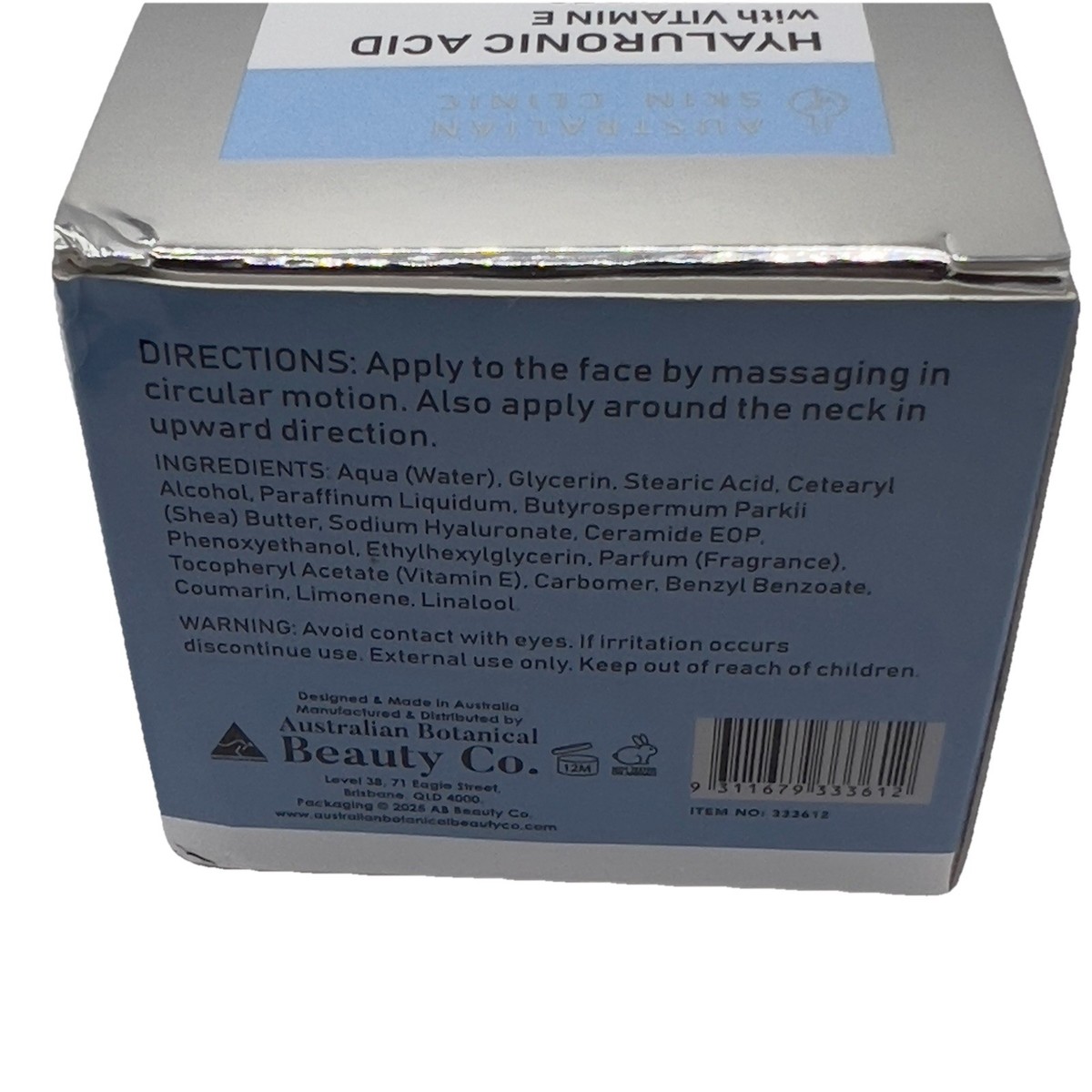 AUSTRALIAN SKIN CLINIC HYALURONIC ACID Vitamin E & Ceramides