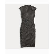 NWT Nine West Black White Diagonal Stripe Midi Dress XL Stretch Ruched Draped