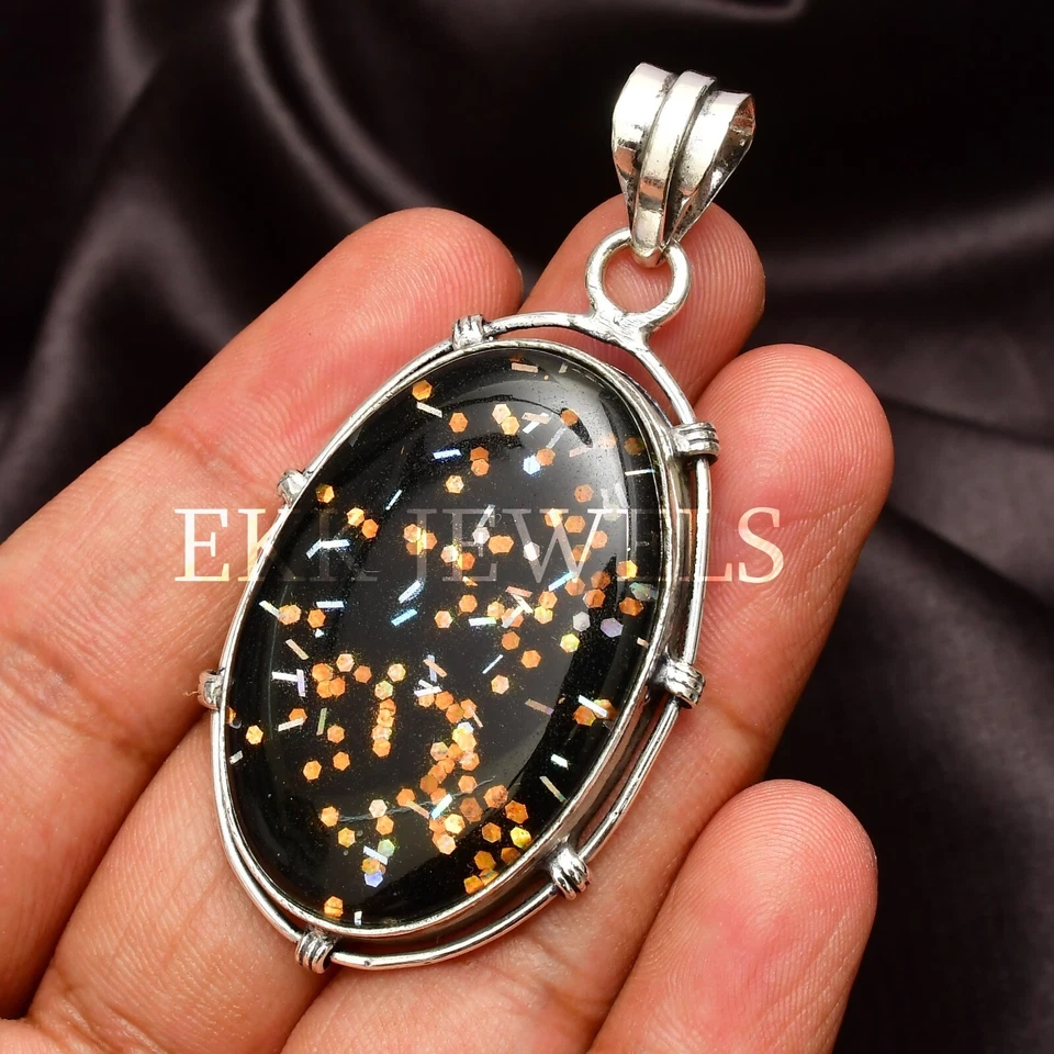 Ciondolo opale di fuoco pietra preziosa argento sterling 925 ciondolo... - Immagine 2 di 4