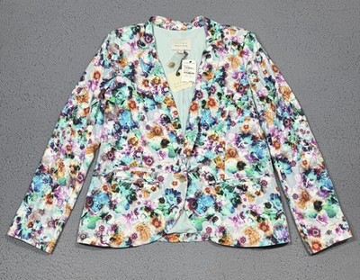 NWT Hinge Blazer Jacket Womens Size 1 Multicolor Layered Floral One Button Lined