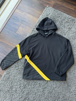 FENDI Monogram Print Logo Hoodie | Black | Size Large / L | Hood
