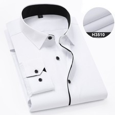 Mens Dress Shirts Clothes Long Sleeves Formal Business Solid Casual Shirts Tops