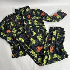 Joe Boxer Pajama Set Boys M 8 Glow In Dark Bugs Flannel Button Down Top Pants