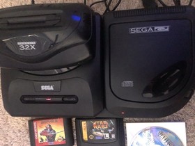 SEGA GENESIS Model 2, CD, 32X - TOWER OF POWER Lot:  GAMES, TESTED with HDMI KIT