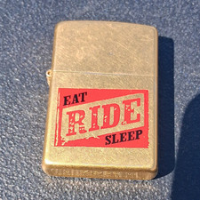 Zippo Eat Ride Sleep Design Brass Lighter 2004 Made in USA Collectible