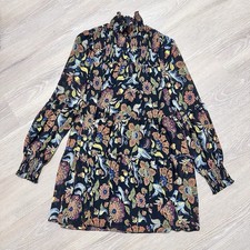 Cinq a Sept Roma long sleeve floral high neck dress size 0 multicolor black