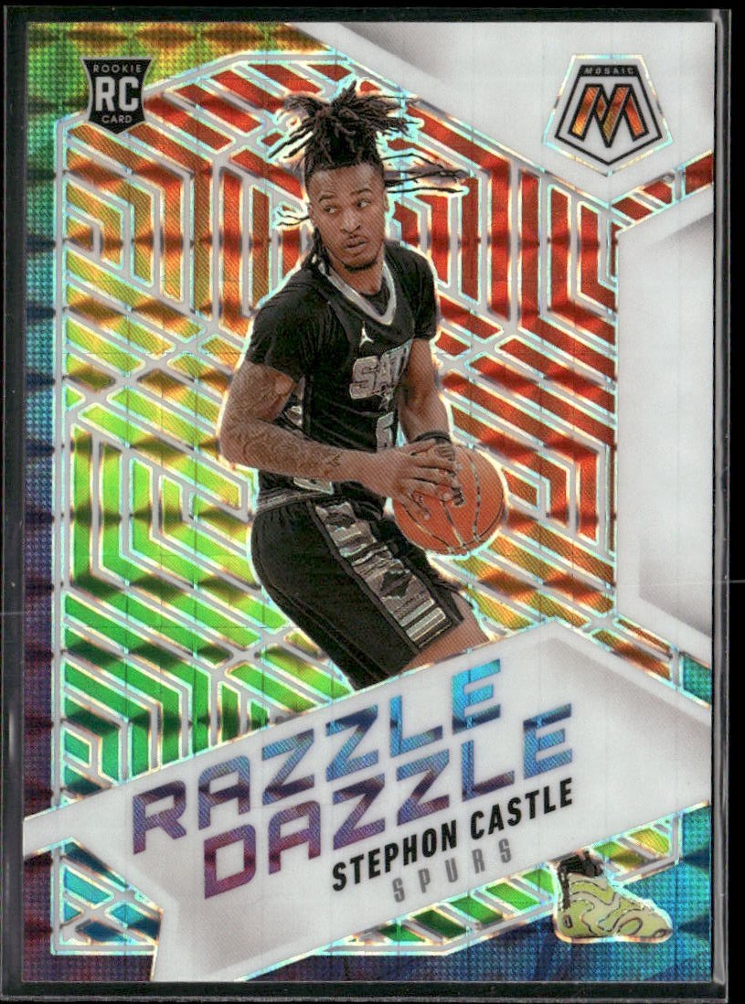 2024-25 Panini Mosaic Stephon Castle RC Razzle Dazzle Spurs Rookie SP