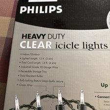 New 2 Philips 200 Count HEAVY DUTY Incandescent Mini String Lights Clear