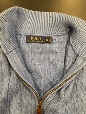 2 -Polo Ralph Lauren Mens Quarter Zip Size L Cable Knit Long Sleeve Sweater
