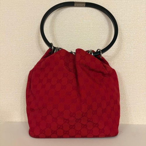GUCCI GG Canvas one Shoulder hand Bag red 275959