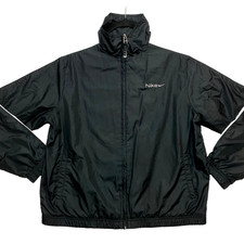 VINTAGE Nike Jacket Womens M Black Windbreaker Swoosh Full Zip Lined Track