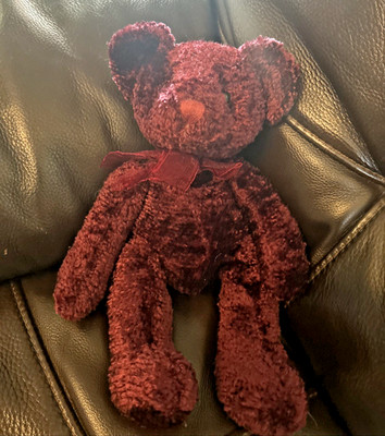 Vintage Stuffed Russ Berrie & Co  Serenade  Bear Burgundy Dark Red 15 