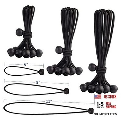 30PCS of 3 Sizes Ball Bungee Cords, 6, 9, 11 Inch Tarp Canopy Bungee Black