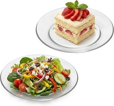 6 Pack Clear Glass Plates 7.5 inch Tempered Glass Plate W/ Lipped Edges Dinner