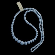 Graduated opaque blue glass bead 18 inch strand, 4-9mm. Occupied Japan. 1950s