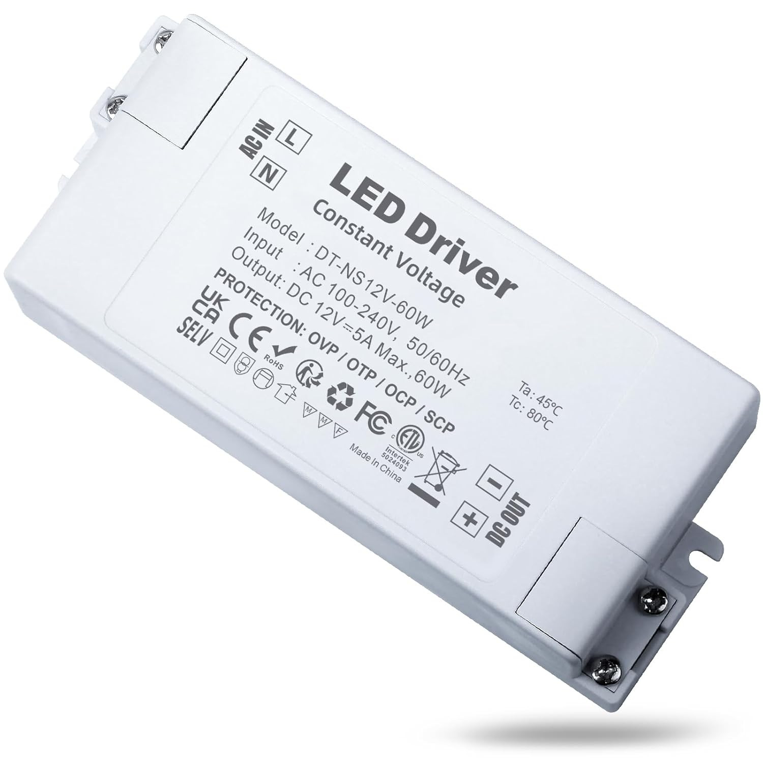 Alimentatore LED 12V 5A 60W - Trasformatore 220V di Qualità Italiana