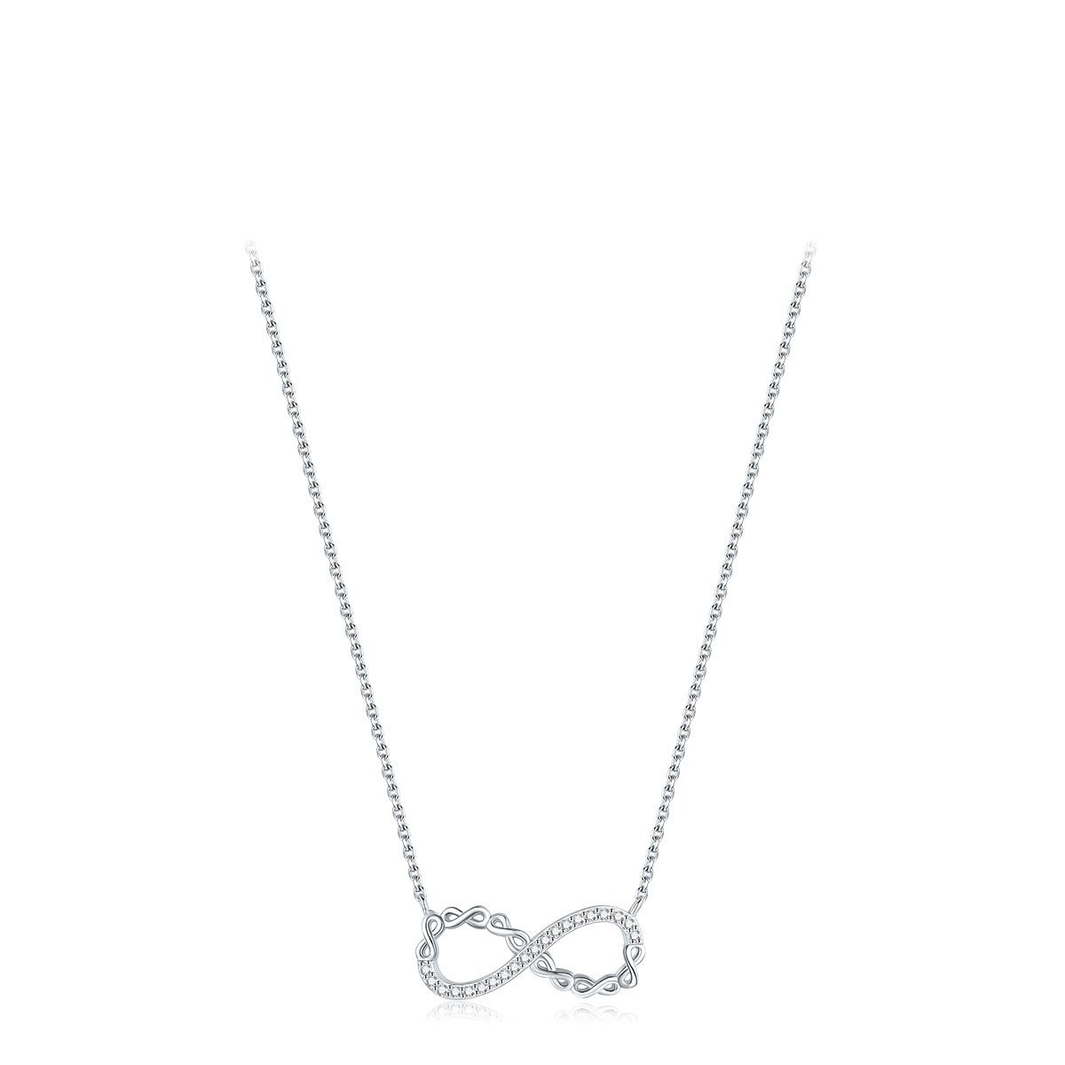 S925 Sterling Silver Infinite Love Necklace CZ Pave Infinity Symbol Chain Gift