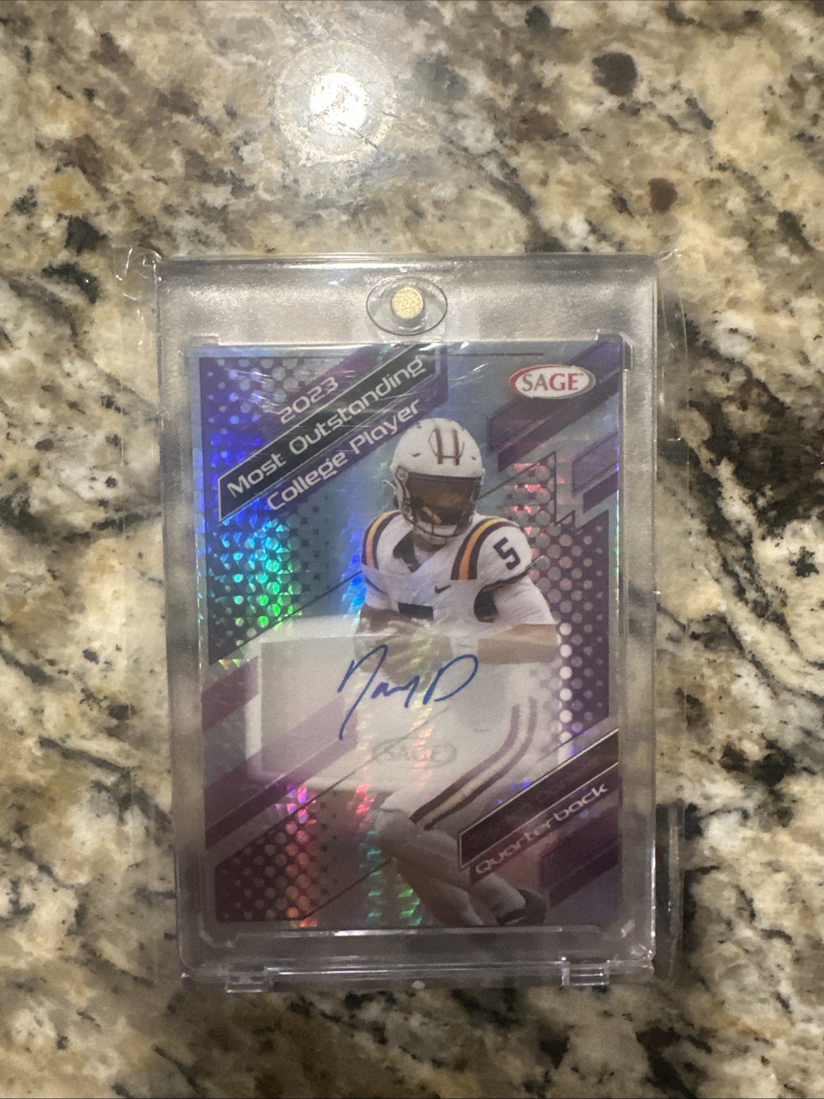 Jayden Daniels Sage Most Outstanding College Player #MOCPJD Autograph-Gold