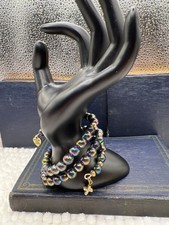 Iridescent Beaded Bracelet purple “made with love” (E)