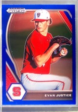 2021 Prizm Draft Picks Evan Justice Blue Prizm #PDP140 Wolfpack
