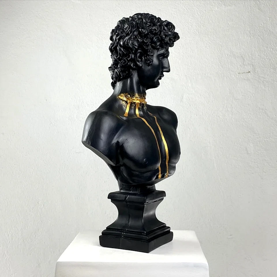 Grande scultura David Gold Blood, statua in marmo pop art decorazione casa... - Immagine 4 di 4