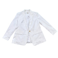 LOFT White One Button Blazer Jacket NWT Cotton Blend Career Size 12