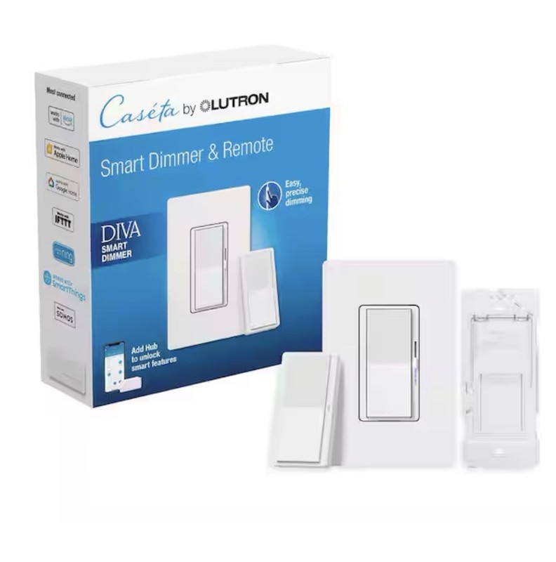 Lutron Caséta Wireless Diva Smart Dimmer & Pico Remote Kit, with Smart hub 