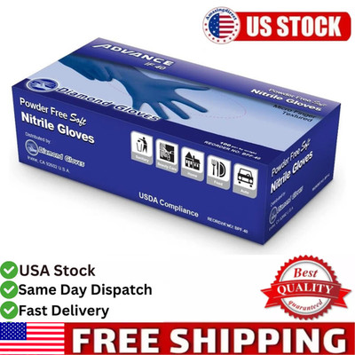 Advance Blue Nitrile Exam Gloves IF 40, 100pcs 4 Mil Disposable Gloves S/M/L/XL