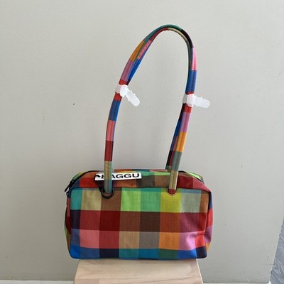 BAGGU Nylon Bowler Bag Regular Size Madras NWT