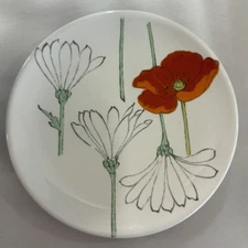 Vintage Ernestine Salerno Hand Painted Block Poppy 6” Side Plate Italy