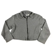90’s Grey and black boxy crop houndstooth zip up jacket