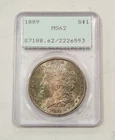 1889 Morgan Silver Dollar ~ PCGS MS62 OGH Rattler ~Rainbow Toned Nice Obv Color