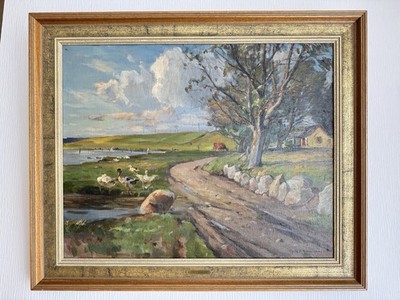 Martin S. Rasmussen   Ländliche Landschaft   Öl auf Leinwand, signiert
