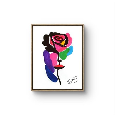 JULIEN Original 11X14 ROSE LIPS Unique Abstract Expressionism Wall Art PAPER