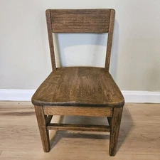 Antique Vintage Child's Solid Oak School Chair Late 1800s Country Cottage core
