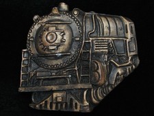 PL11113 VINTAGE 1978 CUT-OUT  STEAM ENGINE TRAIN  RAILROAD BRASSTONE BUCKLE