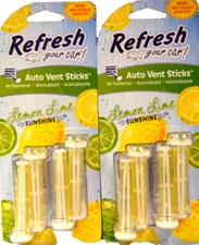 2-2pk Refresh Your Car Auto Vent Sticks Air Freshener Lemon Lime shine FAST SHIP