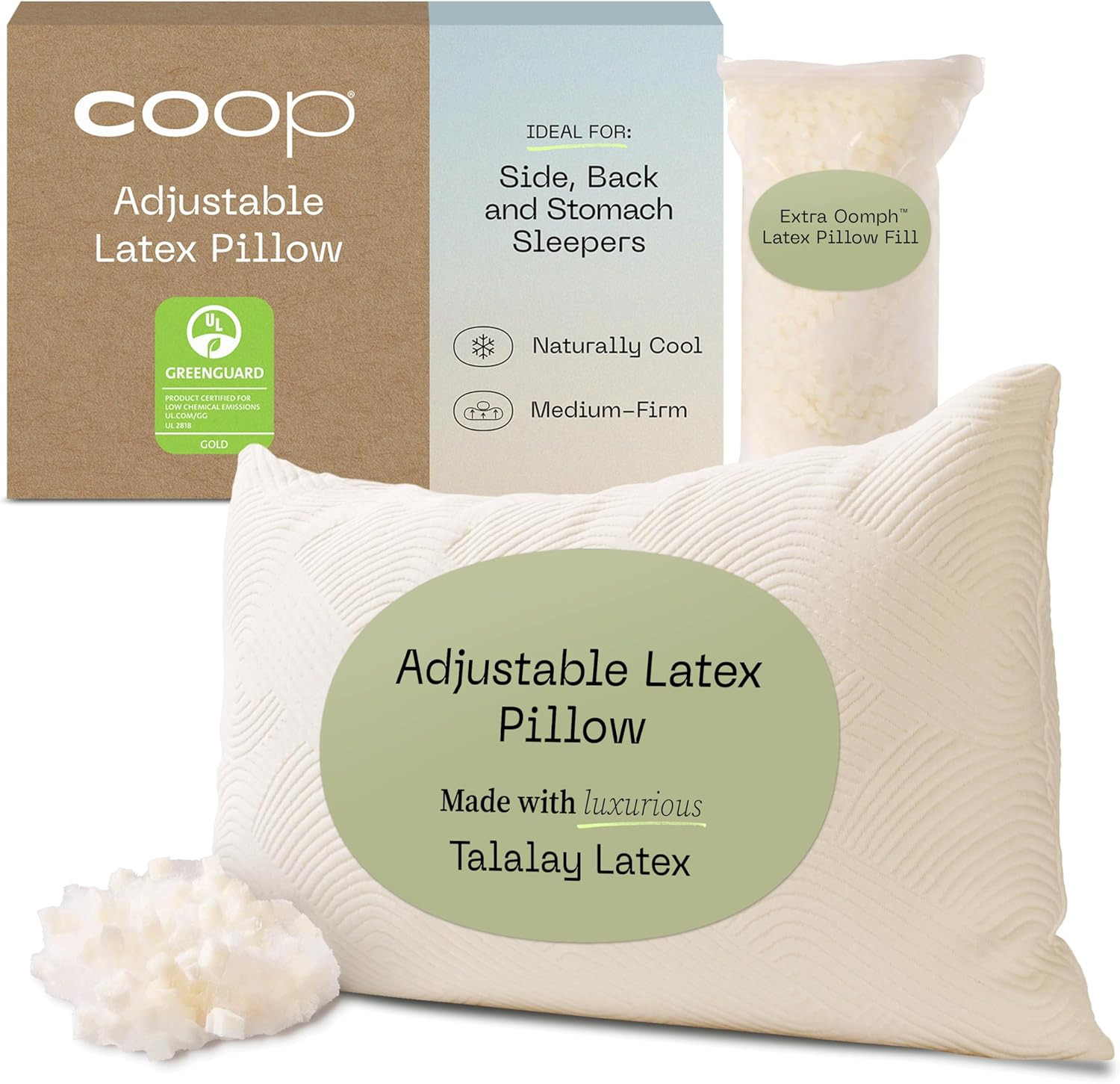 Adjustable Latex Pillow Queen, with Talalay Latex & Microfib