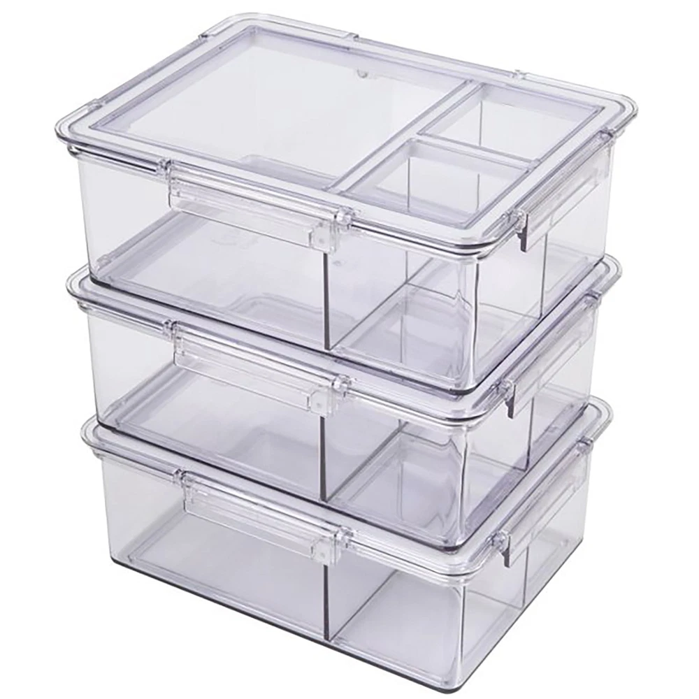 Bento Box Clear Food Storage Container, Set of 3,Durable BPA free clear plastic