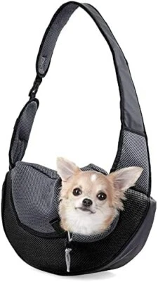 SWEETUDE Pet Dog Sling Carrier, Hand Free Drawstring Pet Papoose with Adjustable Strap