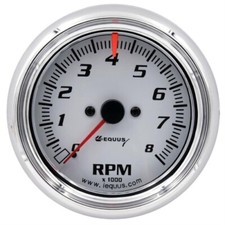 Equus E5078 Tachometer 5000 Series 3-38 Inch White 8000 Rpm Chrome