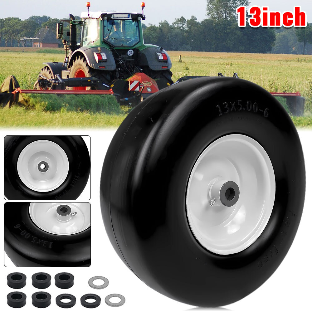 13x5.00-6'' Lawn Mower Tire on Wheel Flat Free Smooth Tread Tire Zero Turn-1PC