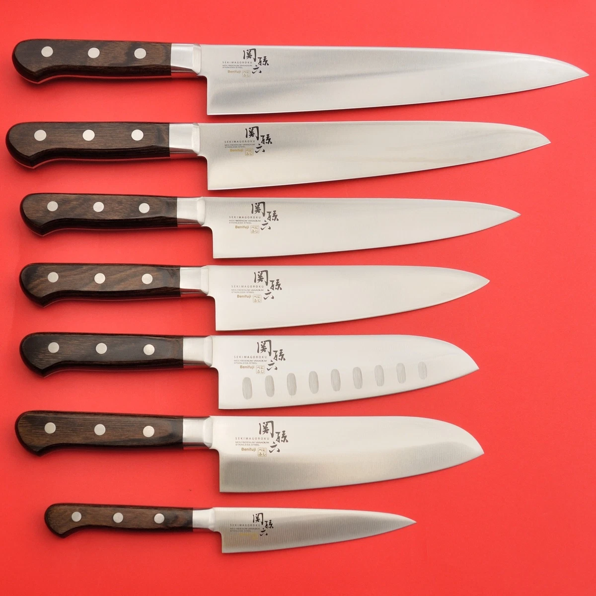 Set 7 couteaux cuisine Japonais Petit Chef Santoku KAI BENIFUJI