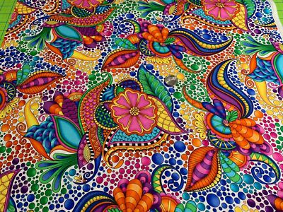 パネル生地　VaBo Fabric Carnivale Dots Geometric Neon on White QT Cotton 1/4 yard