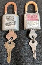 2 Vintage Padlock with 2 Keys Each Taylor Made in USA Safeguard Slaymaker Locks