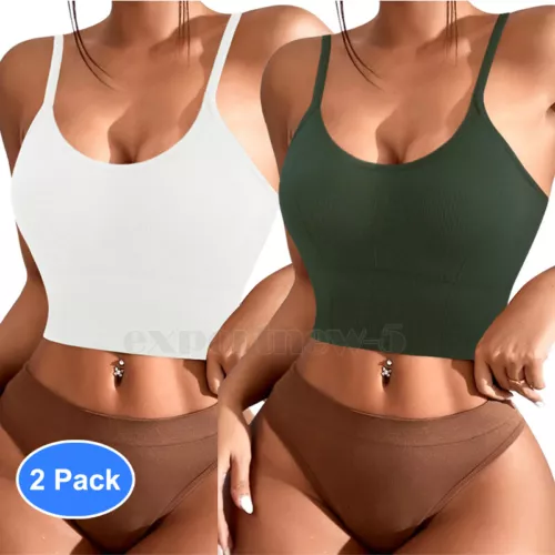 Women Strappy Sport Yoga Low U-Back Bralette Padded Bra Crop Top Cami Vest Tank - Bild 42 von 43