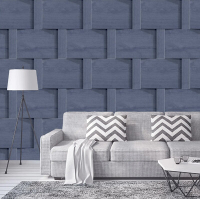 Debona Egge Web Holz Panel Tapete 3D Effekt Wanddeko Blau 6737