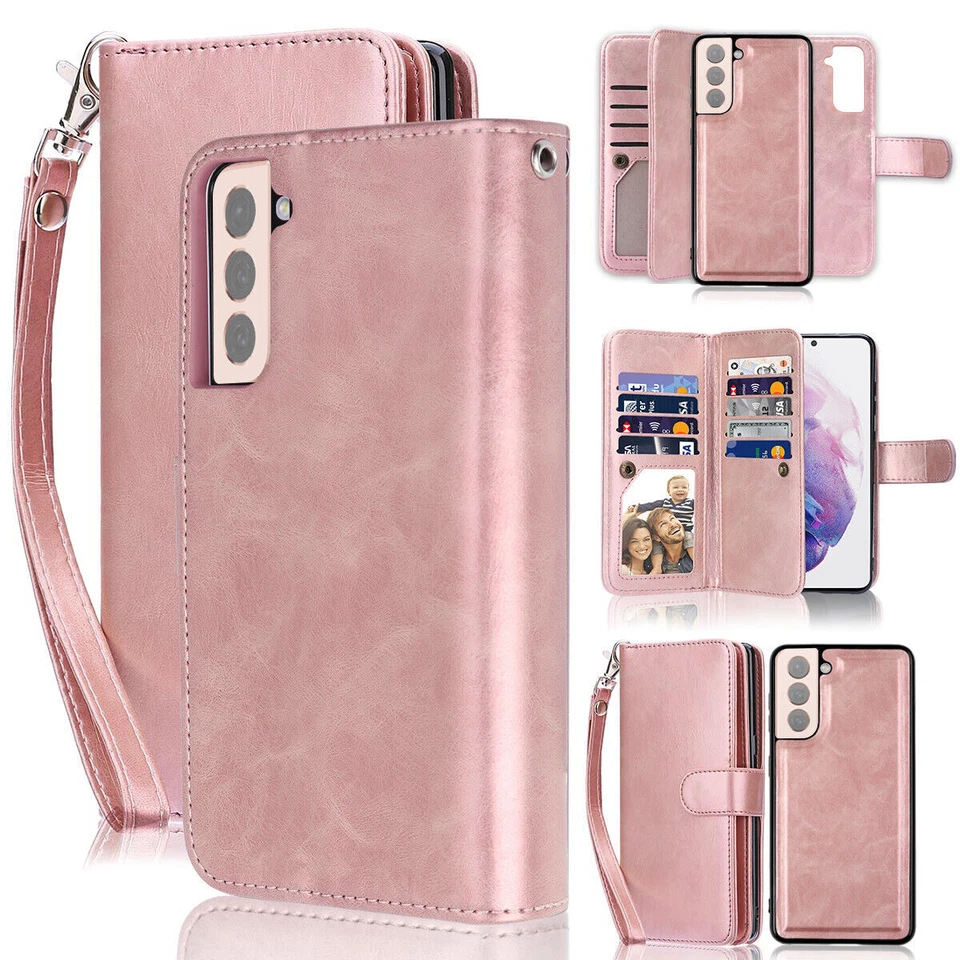 Magnetic Detachable Card Slots Flip Wallet Case Cover For Samsung S21+/20 Ultra