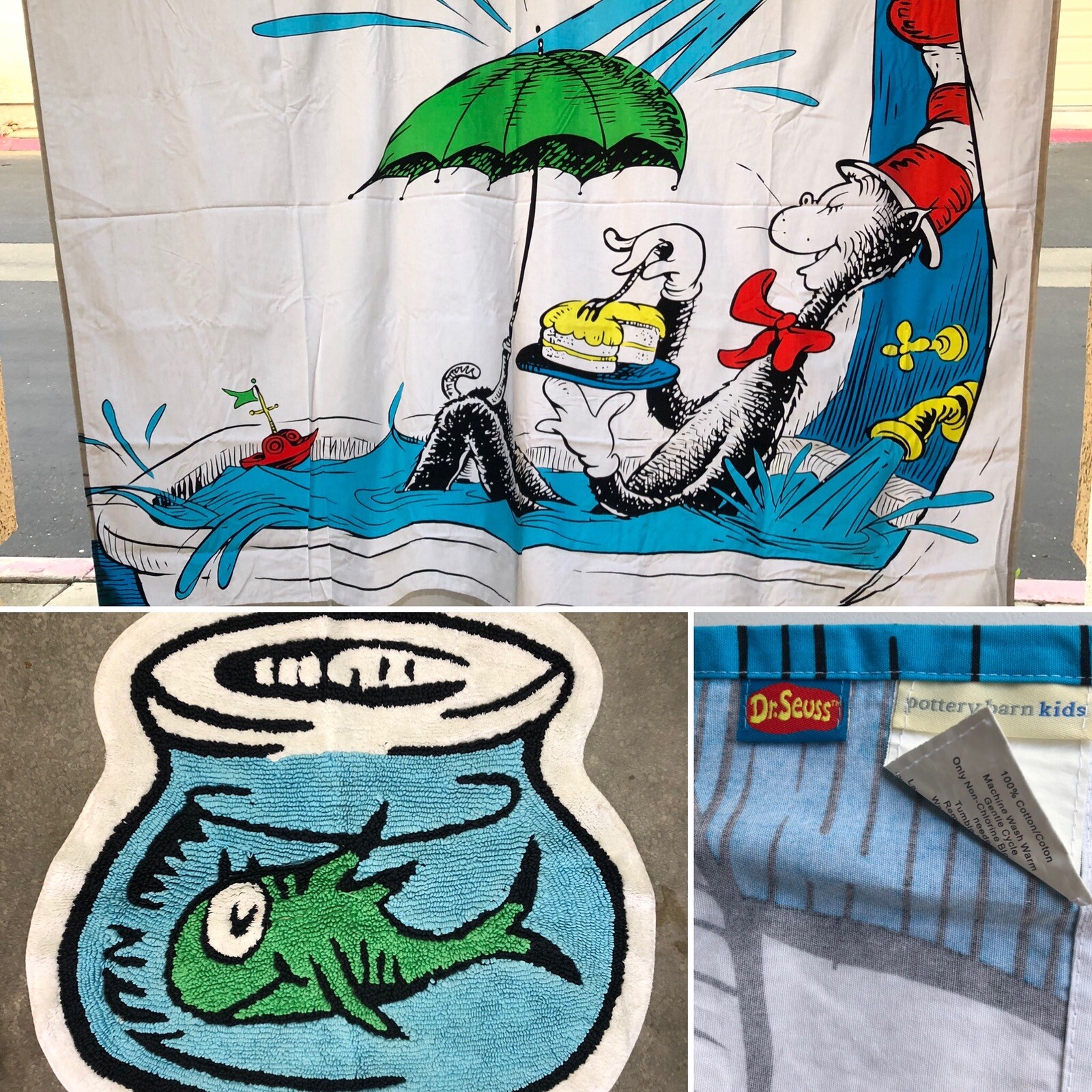 Pottery Barn Kids Dr Seuss Cat The Hat Bath Shower Tub Curtain