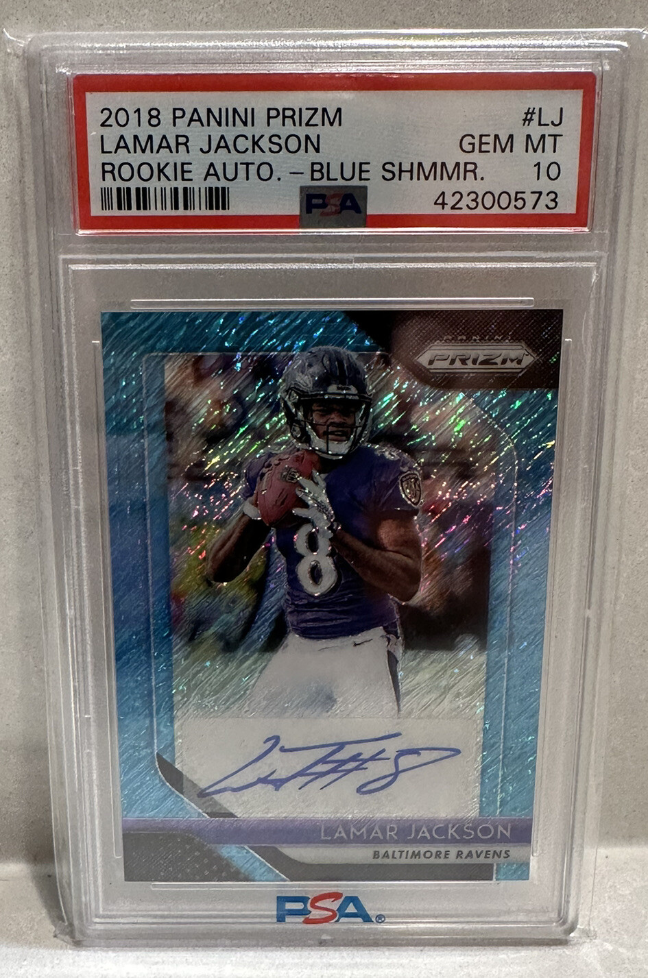 Lamar Jackson Panini Prizm Rookie Autographs #LJ Blue Shimmer